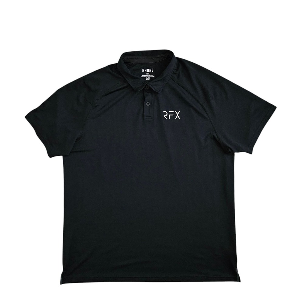 Rhone (Mens XL) Delta Pique Polo Shirt Short Sleeve Black Golf Stretch‎ Pullover